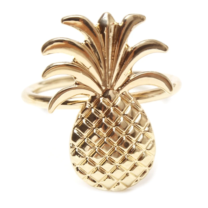 

12Pcs Pineapple Napkin Ring Metal Plating Napkin Ring Ring Stand Wedding Holiday Party Table Decoration