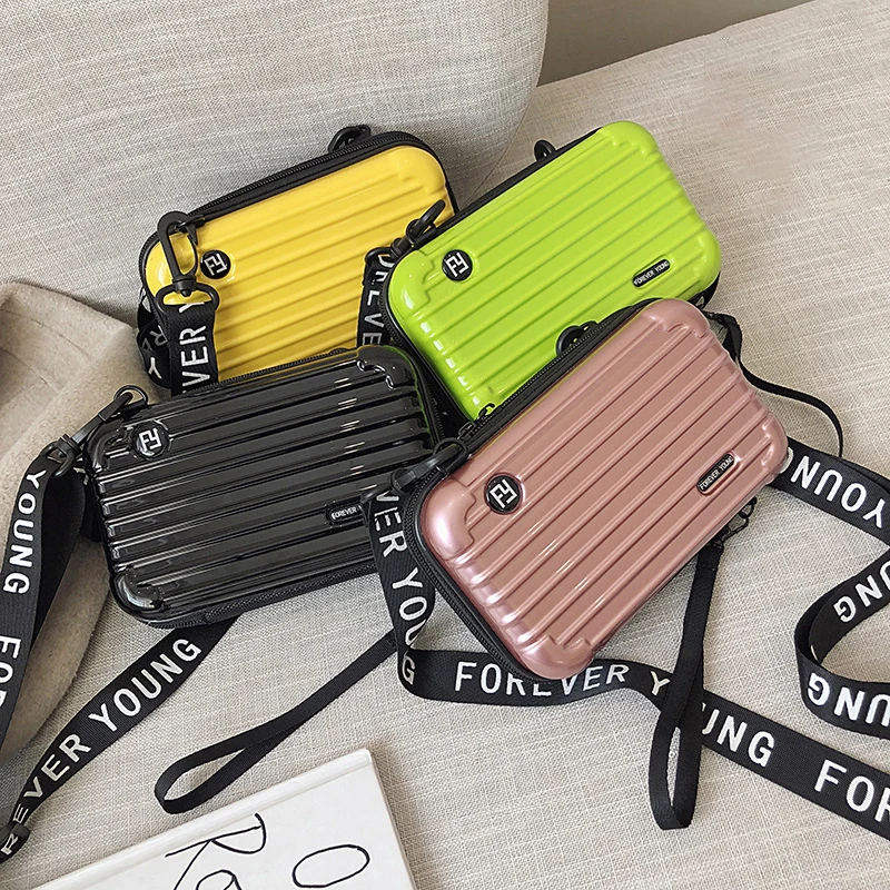 Women PVC Cosmetic Pouch Travel Suitcases Bag Shaped Wallet Handbag Makeup Storage Organizer Pouch Suitcase Shoulder Bag Clutch