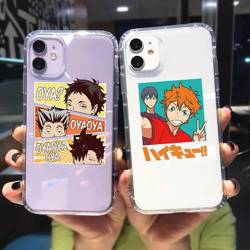 

GYKZ Cute Japan Anime Oya Haikyuu Clear Phone Case For iPhone 14 13 11 Pro 12 XR X XS MAX SE 7 8Plus Shockproof Soft Cover Coque