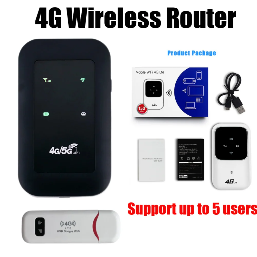150Mbps 4G LTE Portable Car Mobile Broadband Pocket 2.4G Wireless Router 100Mbps Hotspot SIM Unlocked WiFi Modem Mobile Wi-Fi