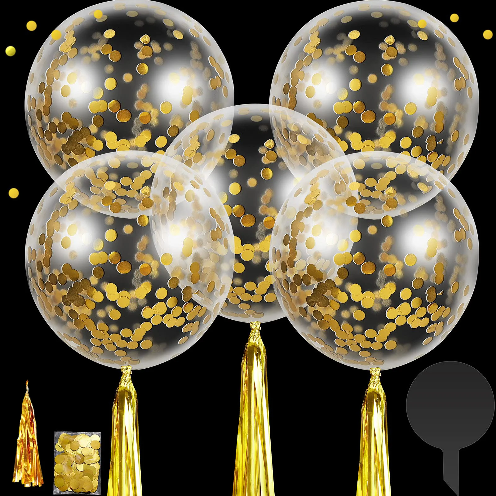 

10set/30pcs 24 Inch Bubble Confetti Balloons Bobo Balloons with Metallic Confetti Shiny Tassels Wedding Birthday Christmas Decor