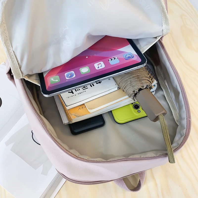 Однотонный женский рюкзак для ноутбука дорожная сумка с несколькими карманами