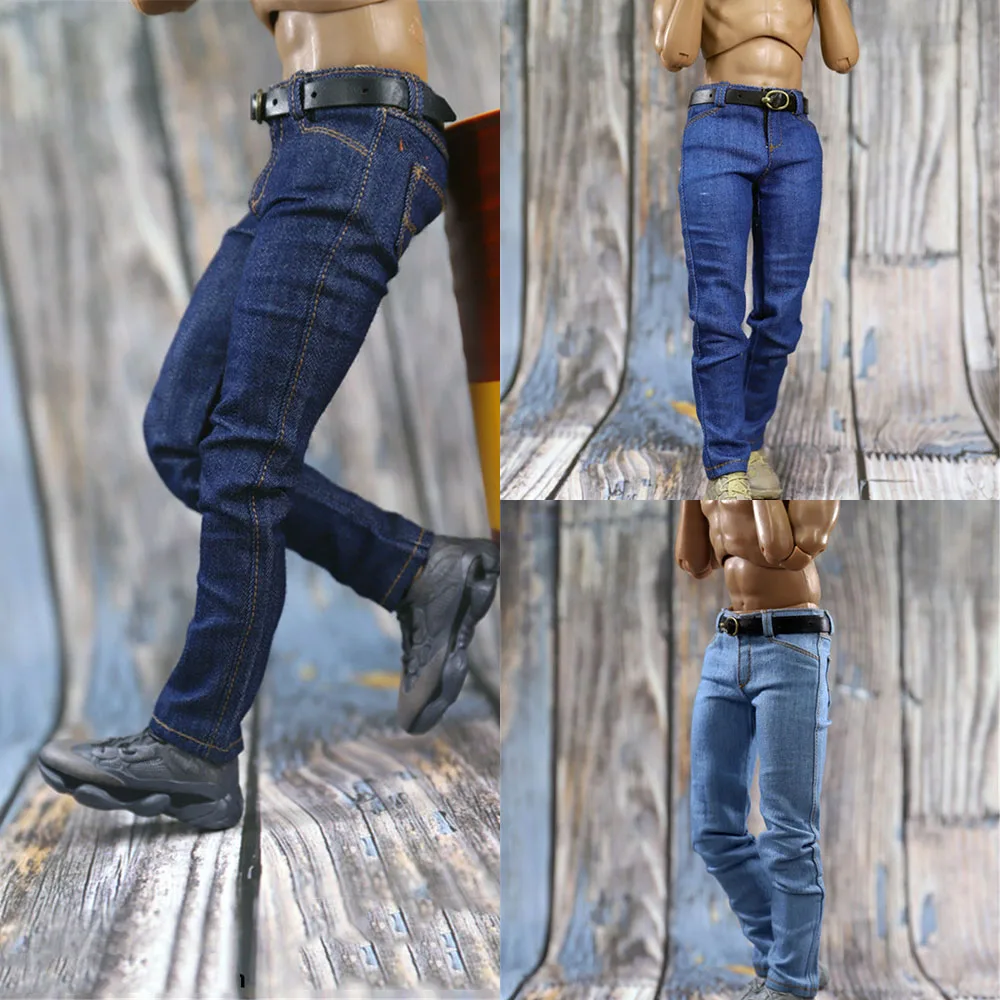 

In Stock ACNTOYS ACN001 1/6 Scale Trend Doll Clothing Men's Slim Jeans With Belt for 12 Inch Male Soldier Action Figure Model