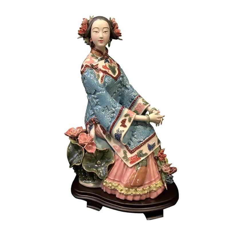 

Ceramic Chinese Home Decor Accessorie Gift Classical Girl Figure Figurine Beautiful Women Statue Lady Art Sculpture Table Craft