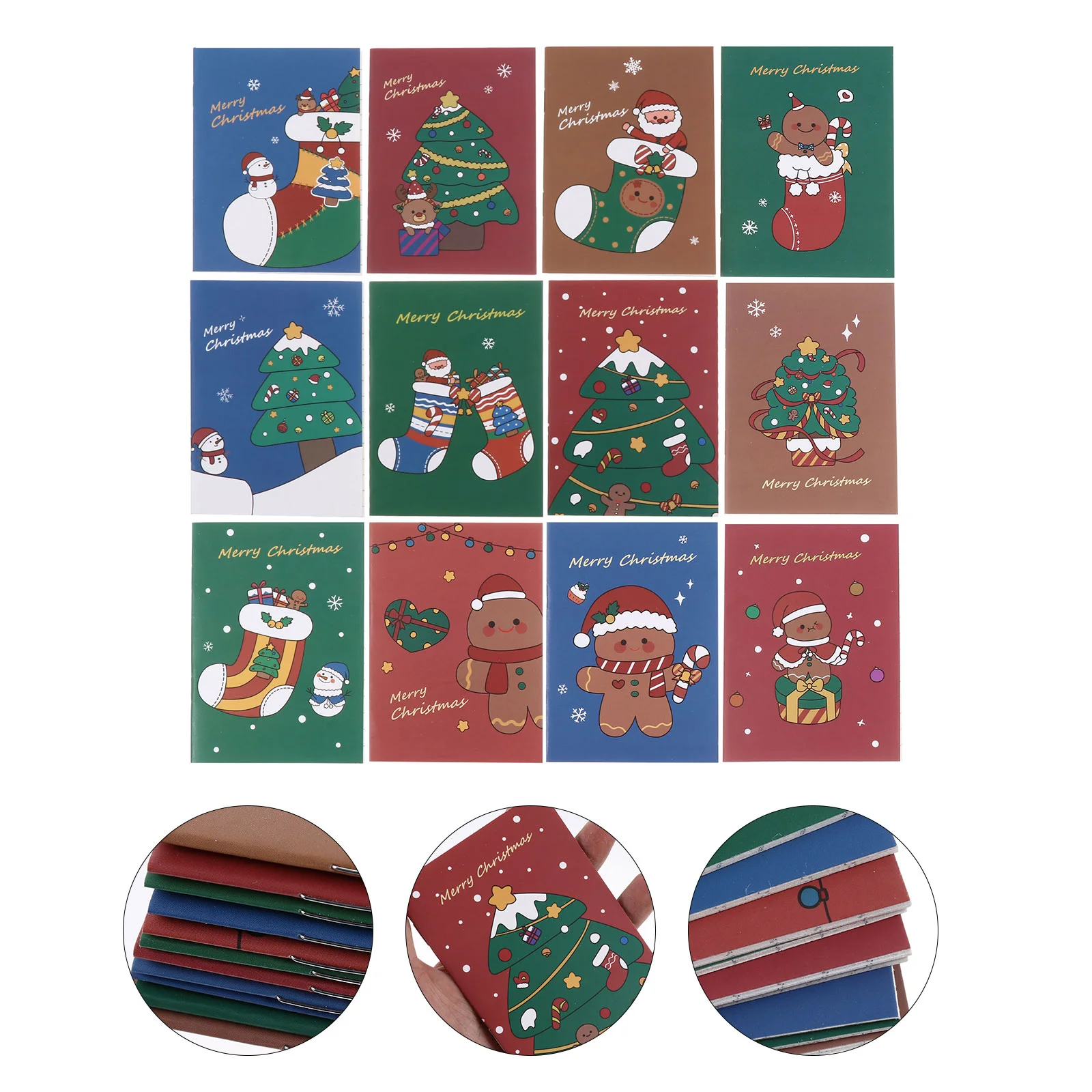 

50pcs Pocket Books Portable Cartoon Christmas Notepads Student Stationery for Kids Student Gifts