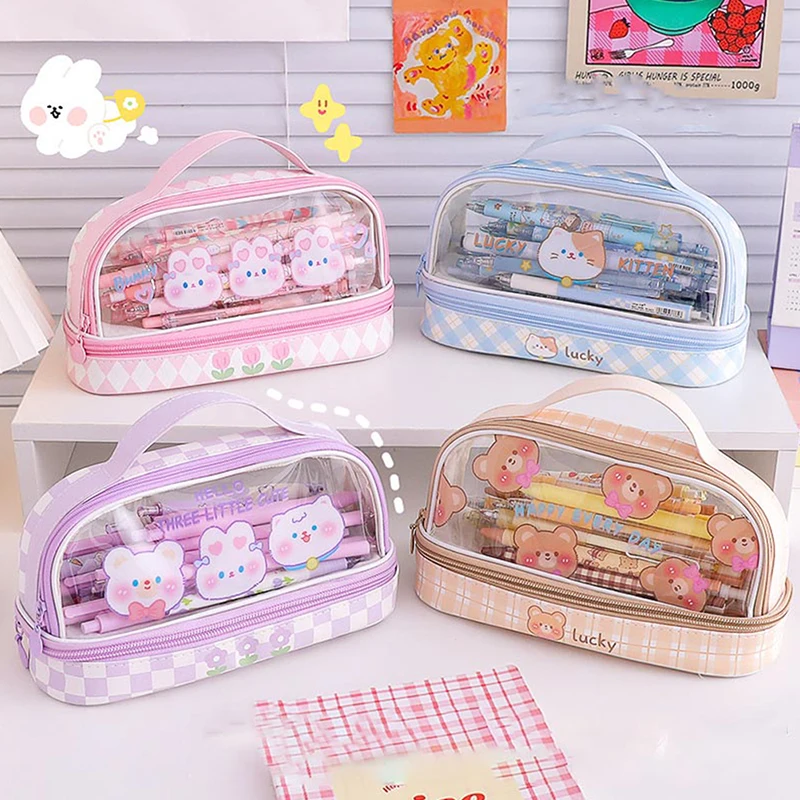 

Cartoon Large Capacity Pencil Case Pen Bag Stationery Organizer Makeup Storage Pouch Protable Stationery Supplies