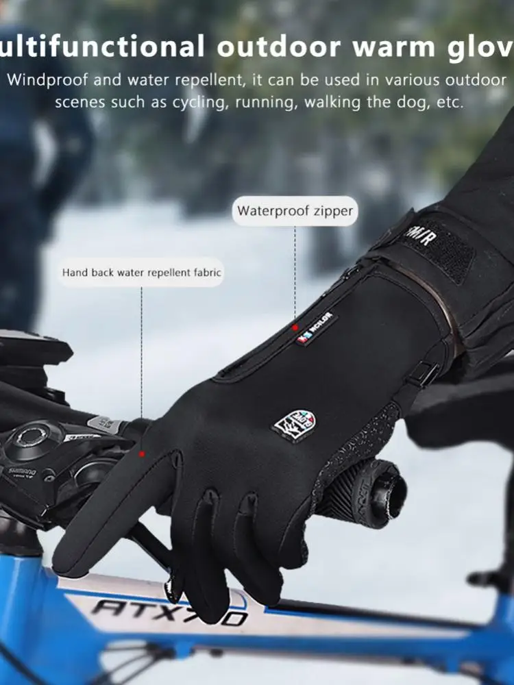 

Winter New Style Men'S And Women'S Outdoor Cycling Gloves, Bicycle Warmth, Touch Screen, Waterproof Full-Finger Gloves