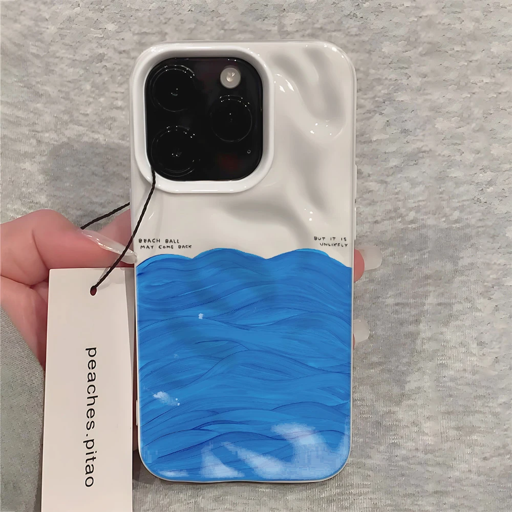 Фото Стильный и модный чехол для телефона Blue Ocean Wave Sea Bright Y2K класса люкс для iPhone 16, 13, 12, 11, 15, 17 Pro, 14, New Plus Max Air №2