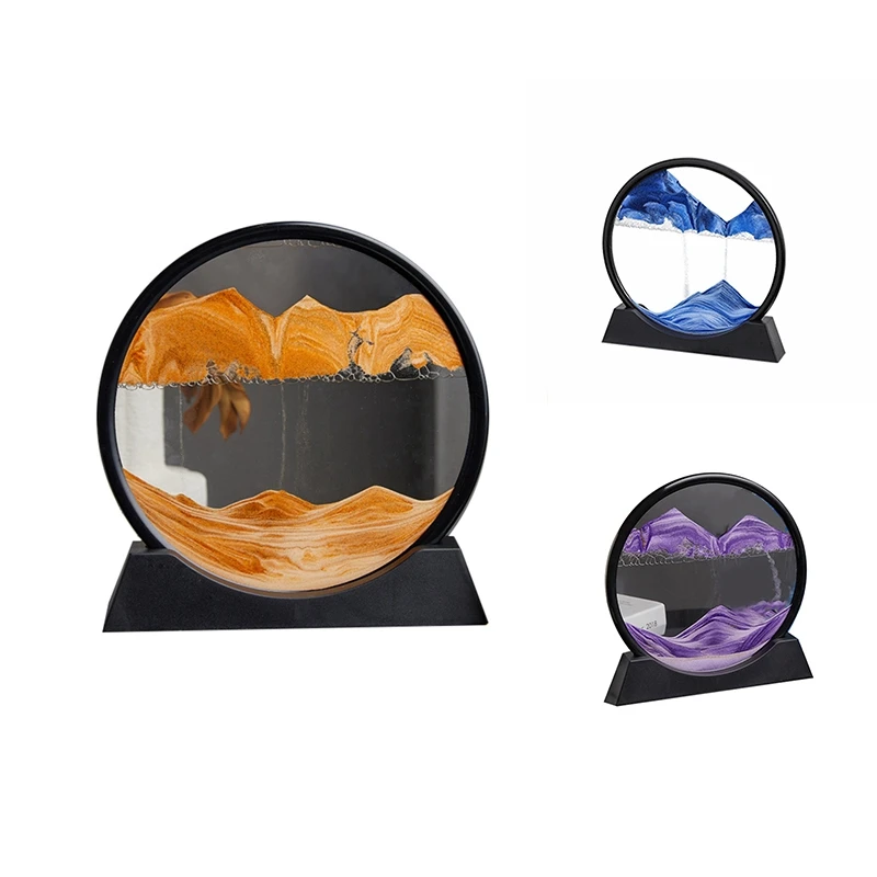 

Sandscape Moving Sand Art Picture Round Hourglass 3D Mountain Sandscape Motion Display Flowing Sand Painting