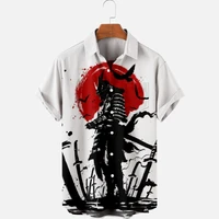 2022 hot selling mens short sleeved shirt samurai shirt hawaiian shirt retro street lapel harajuku beach shirt