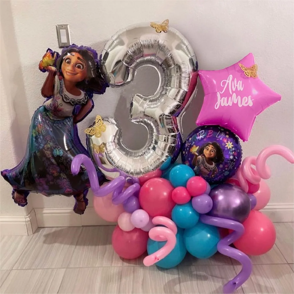 

37pcs Disney Encanto Mirabel Balloons 30inch Sliver Number Foil Globos For Kids 1st Birthday Party Decoration Baby Shower Baloon