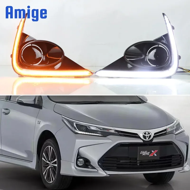 Автомобильные светодиодные DRL 12 В дневные фонари для Toyota Crolloa X 2021 2022 желтый