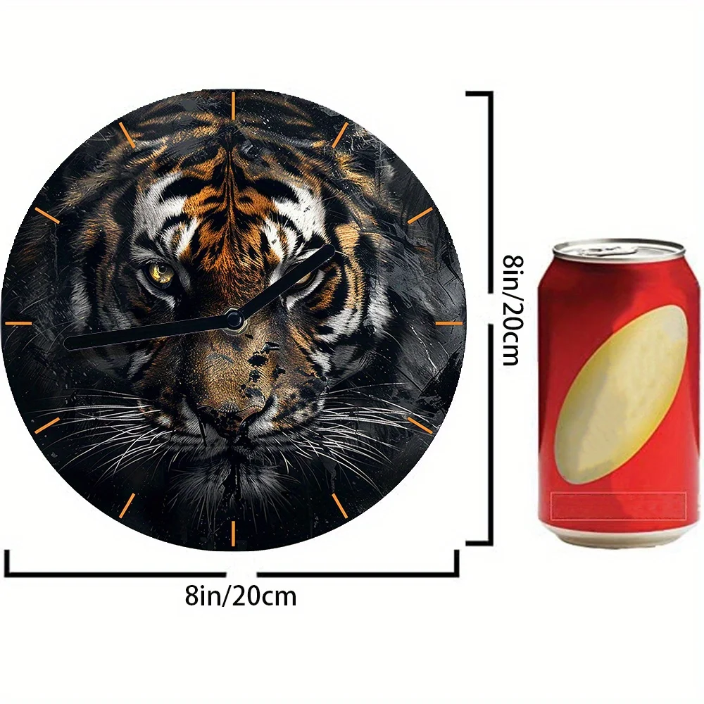 Тихие настенные часы с тигровым рисунком 8x8 дюймов из алюминия самодельные