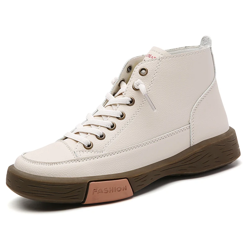 

Новинка 2023, модная женская кожаная спортивная обувь, универсальная Повседневная Вулканизированная обувь на шнуровке с круглым носком, Улич...