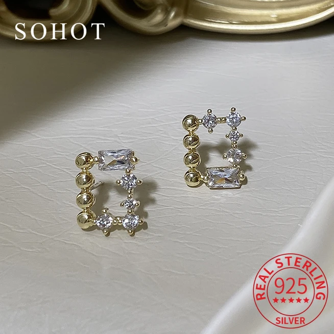 

Женские серьги-гвоздики из серебра 925 пробы, с квадратными бусинами