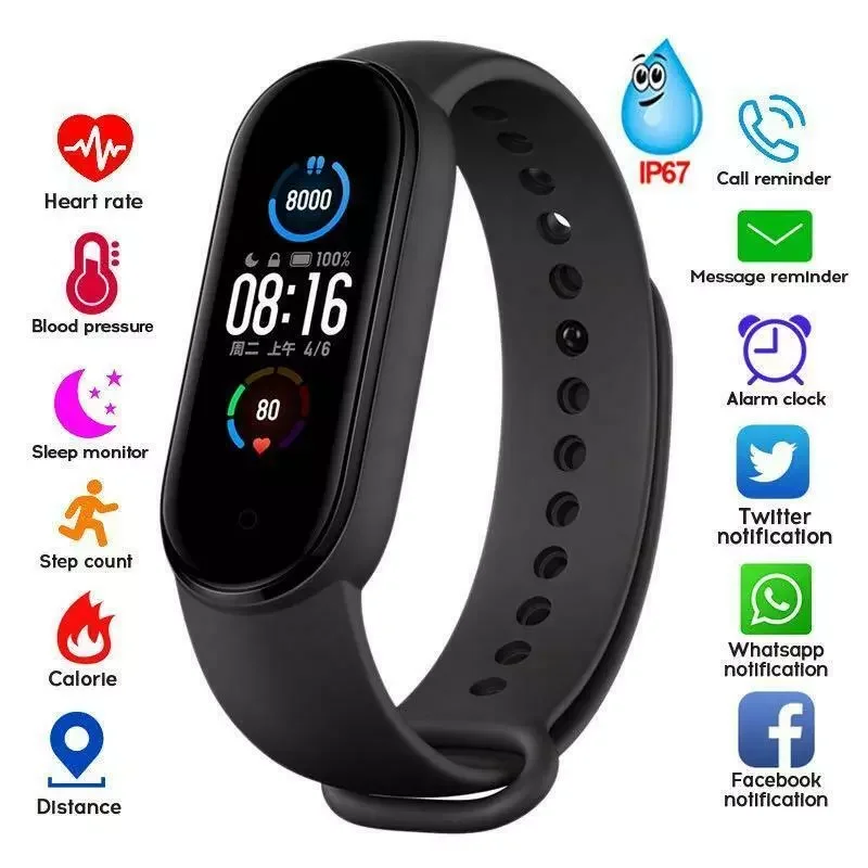 

New Smart Band Waterproof Fitness Smart Watch Men Woman Blood Pressure Heart Rate Monitor Sport Android IOS