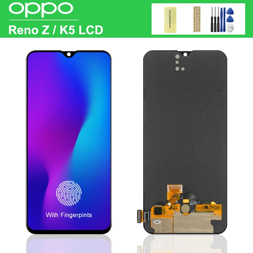 

Super AMOLED / TFT черный 6,4 ''для Oppo Reno Z CPH1979 PCDM10 PCDT10 ЖК-дисплей фонарик для Reno Z