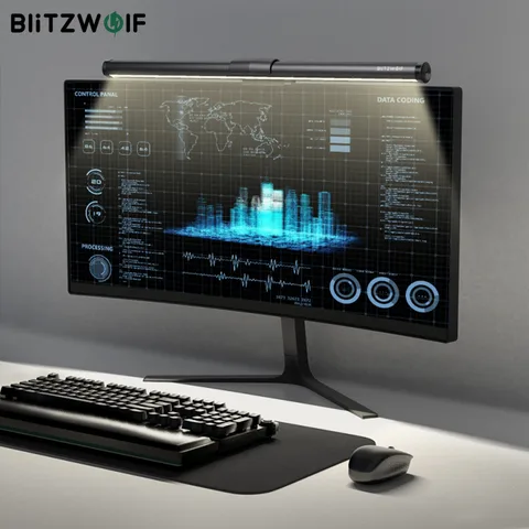 BlitzWolf BW-CML2 Air Monitor светильник Bar, защита глаз 300-1000 люкс, сенсорное управление, USB e-READ, компьютерный экран, подвесная световая панель