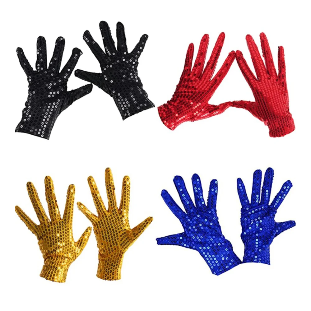 

Unisex Europe America Performance Gloves Sequin Glitter Dance Stage Party Dancing Man Woman Black Yellow Silver Mittens