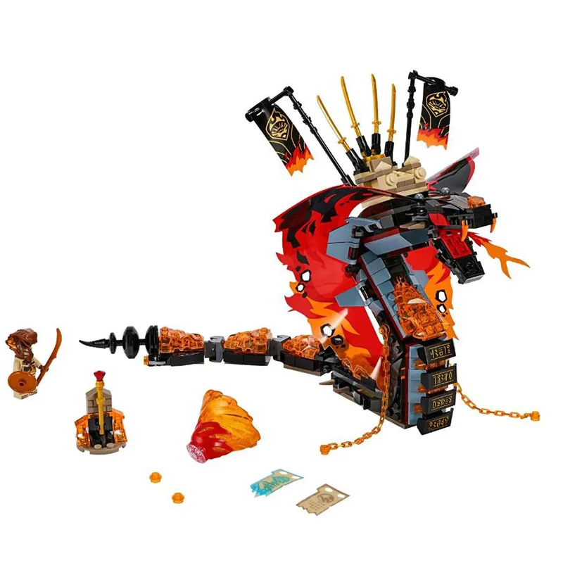 Конструктор Ninja Fire Fang Spinjitzu совместимый с 70674 Ninjagoed snake Kit кирпичи Классическая