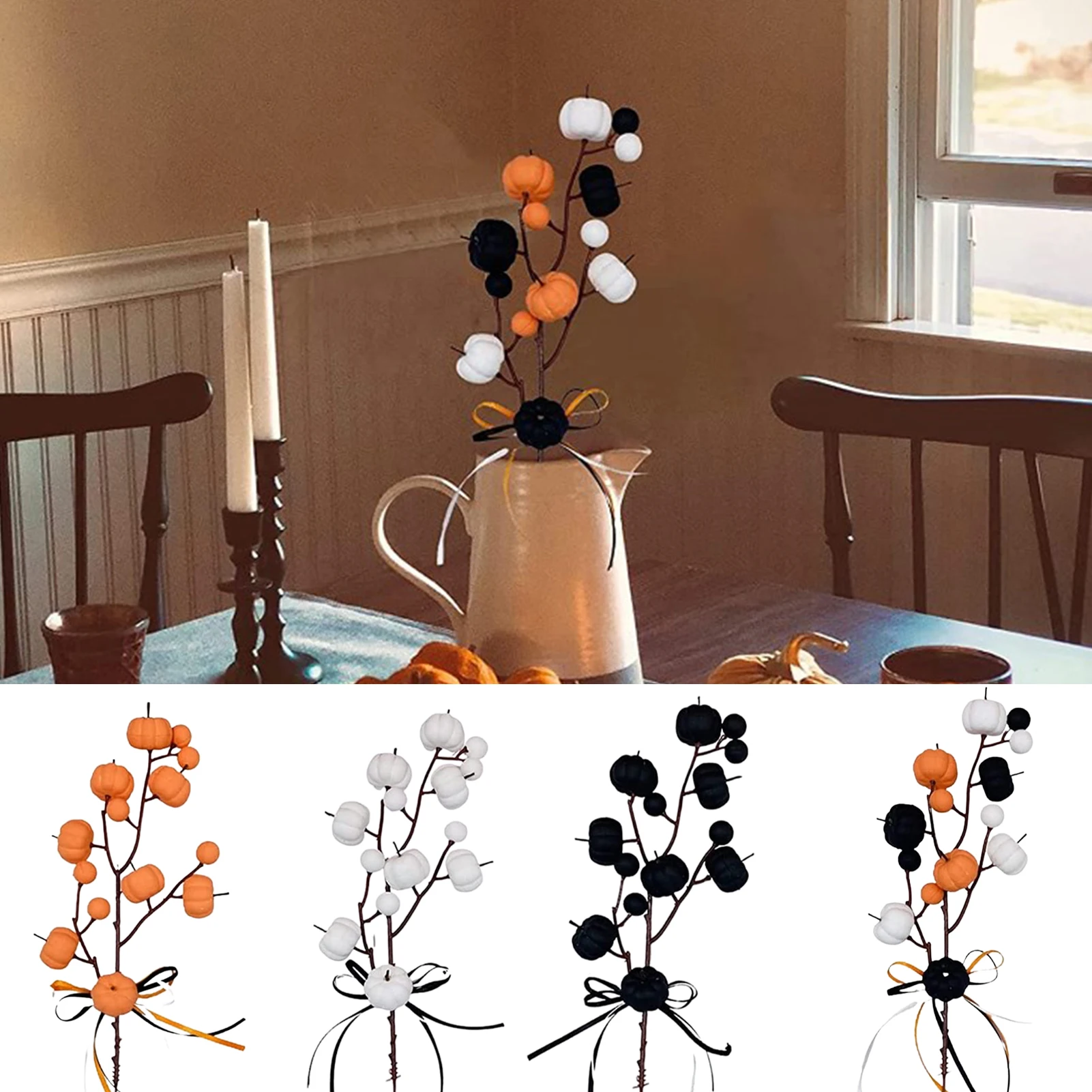 

Halloween Artificial Pumpkin Branches Creative Fall Pumpkin Stems Halloween Thanksgiving Holiday Wedding Interior Home Decor FU