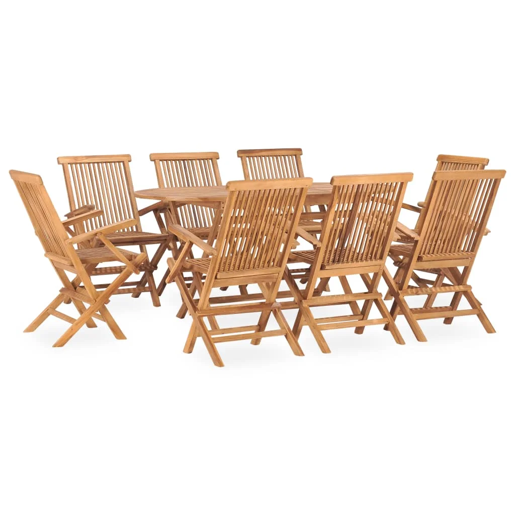 

9 Piece Folding Outdoor Dining Set,Patio Table and Chair Set, Solid Teak Wood