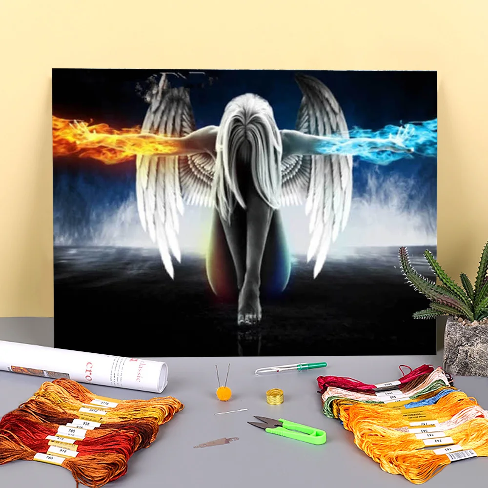 Холст водорастворимый с принтом ангельская девушка 11 карат | Дом и сад