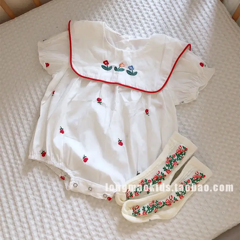 

Детская одежда, комбинезон, летний комбинезон с пышными рукавами, Корейский Летний комбинезон для маленьких девочек, подходящая ко всему эксклюзивная одежда, простой стиль