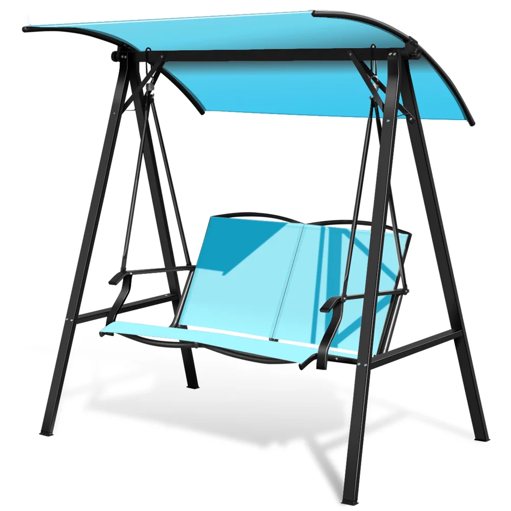 

2-Person Patio Swing Chair Outdoor Canopy Swing Canopy Hammock Turquoise,62.00 x 49.00 x 66.50 Inches
