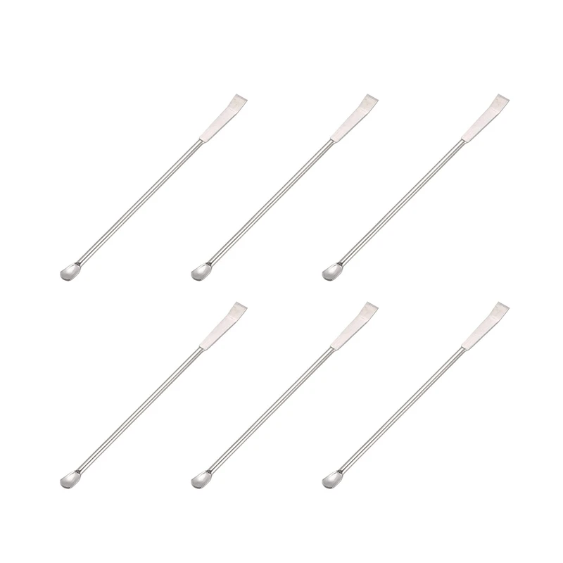 

Lab Mini Scoop 6 PCS Stainless Steel Sampling Reagent Spoon Laboratory Double Head Spatula 125Mm