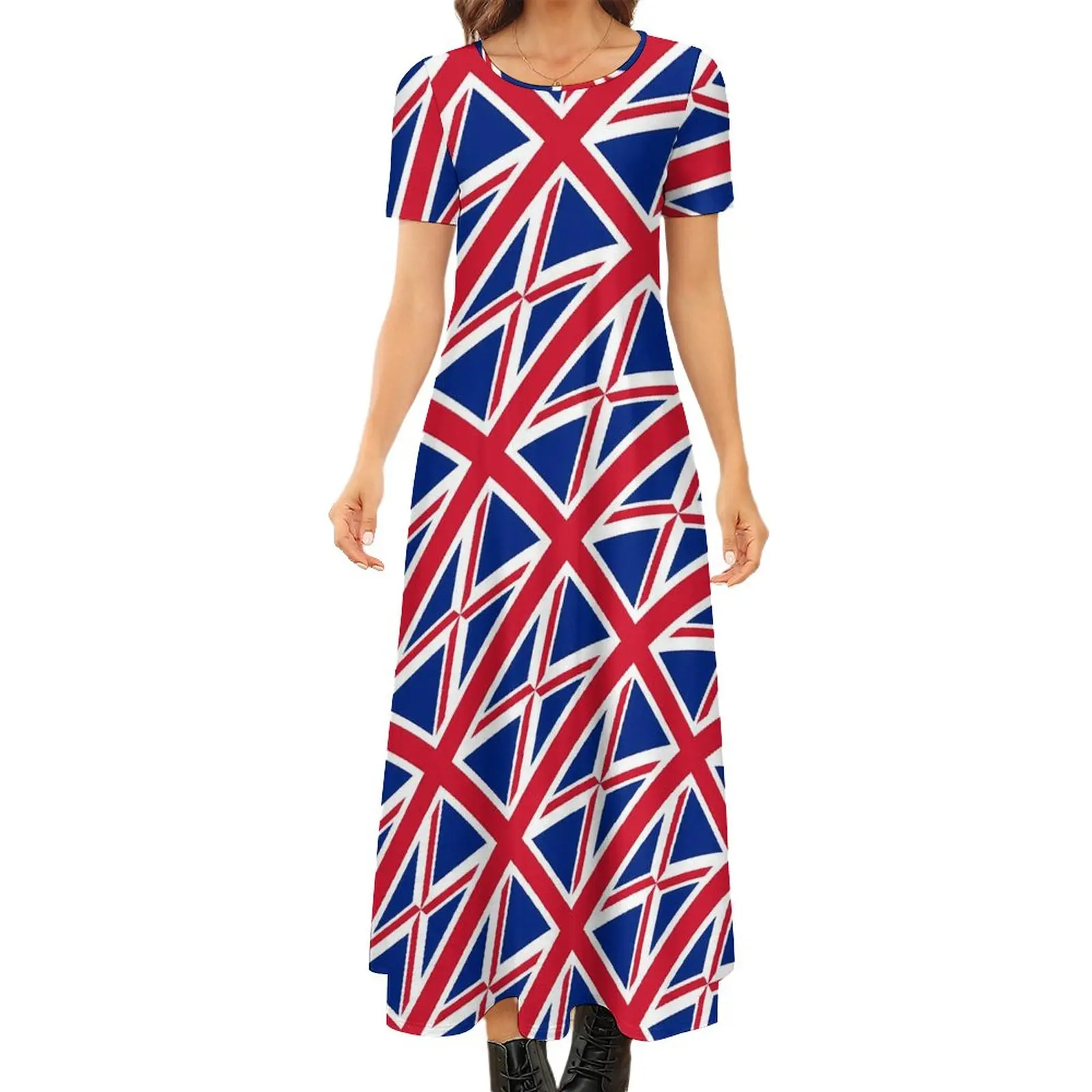 

Платье-макси с коротким рукавом и принтом в виде флага