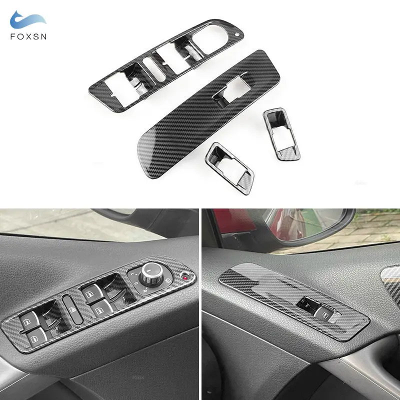 

Carbon Fiber Texture Car Styling Inner Door Armrest Panel Window Lift Switch Button Frame Cover Trim For VW Tiguan 2010-2017 LHD