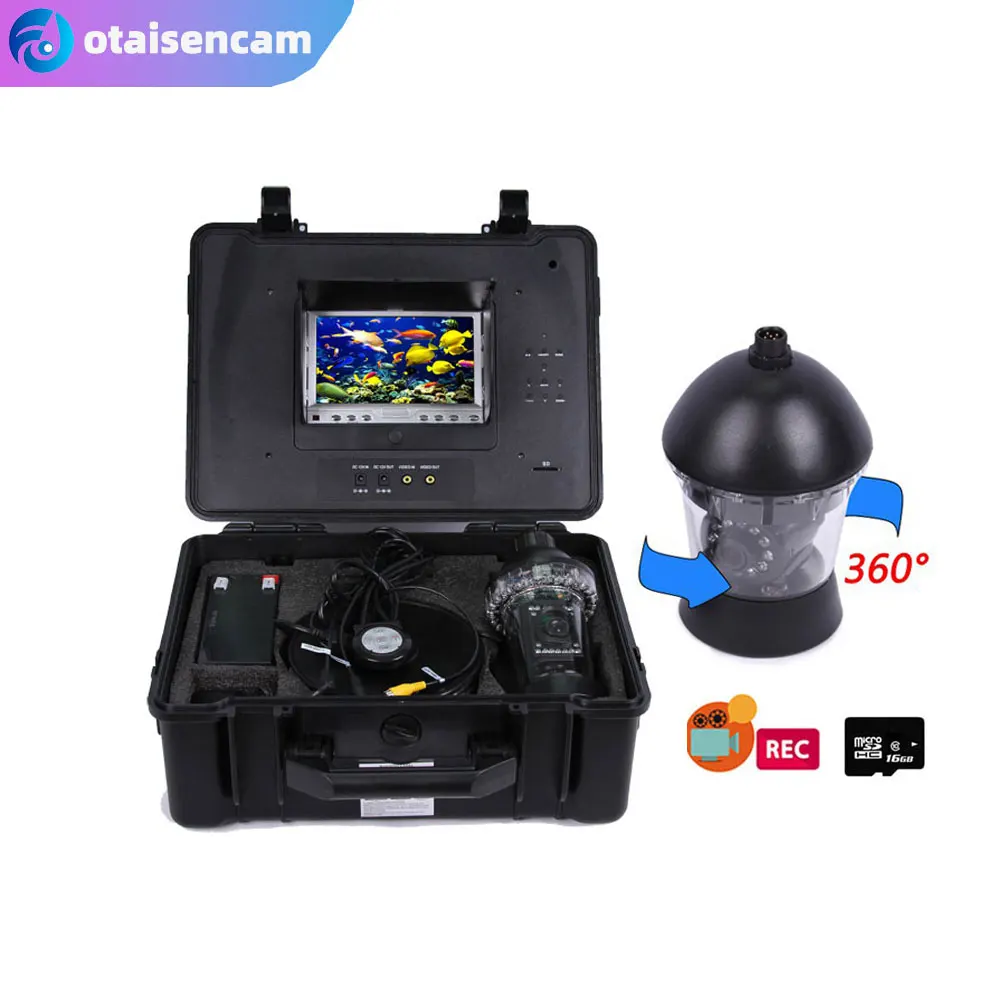 7 Inch Monitor 360° Rotation Underwater Fishing Camera Waterproof Fish Finder 20m/30m/50m/100m Cable DVR Record Free 8GB SD Card