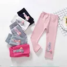 Брюки для девочек, детские леггинсы, Осень-зима 2021, с вышивкой в виде кролика, украшенные мячиками, теплые женские брюки в Корейском стиле