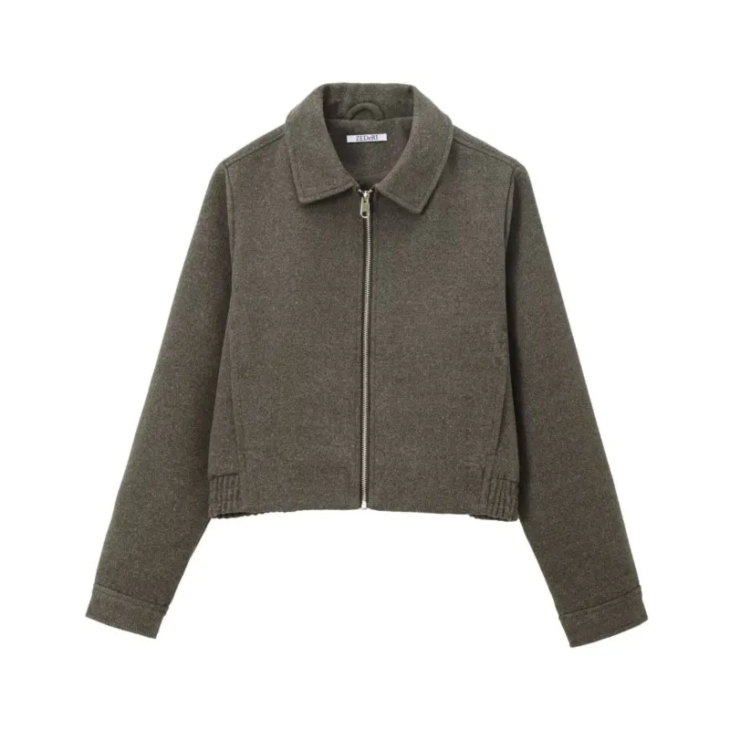 Короткая куртка TRAF с застежкой-молнией для женщин осенние повседневные куртки