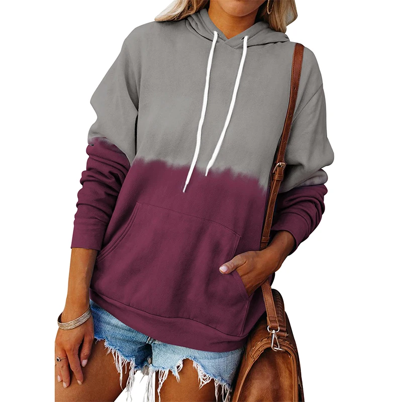

Women Hooded Hoodies 2022 Spring Autumn Patchwork Pockets Sweatshirt Casual Long Sleeve Pullover Lady Baggy Hoodie Tops