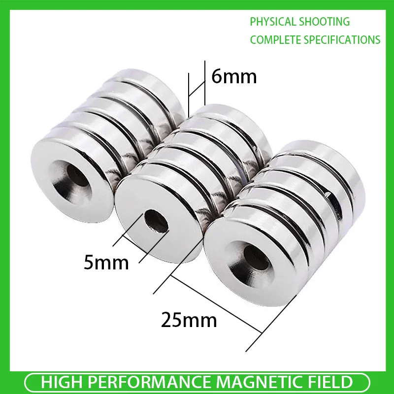 

2~30pcs/Set 25x6mm Hole 5mm Round Ring Neodymium Magnet Strong Permanent Rare Earth Magnets 25mm x 6mm -5mm