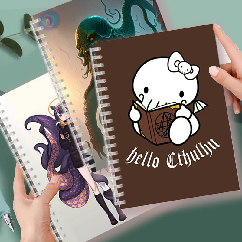 A5 Spiral Notebook Horror Cthulhu Sketch Note Book Cute Kawaii Cthulhus Octopu Cartoon Mythos Calendar Plain Diary Children Gift
