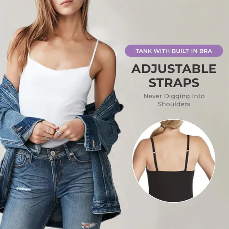 Tank With Built-In Bra Women vest Solid Crop Top Push Up Padded Bralette Woman Vest Basic Comfortable Soft Underwear