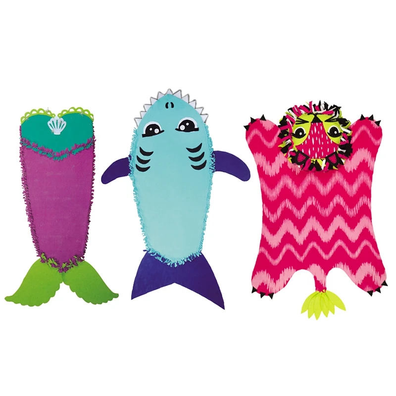 

Kids Educational Diy Arts And Crafts Kit Create A Knotted Fleece And Sequin Mermaid Tail Wearable Blanket Toy