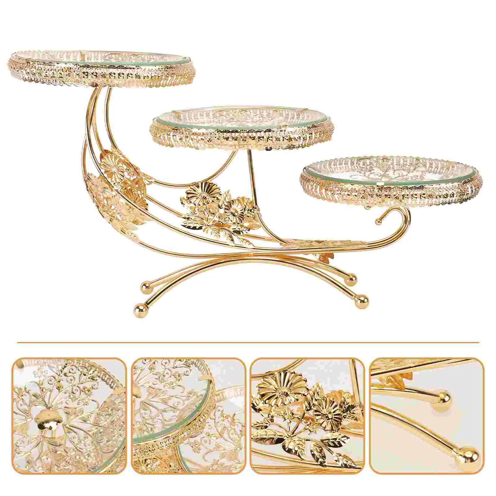 

Stand Display Cake Cupcake Dessert Tray Fruit Holder Plate Tower Tier Pastry Serving Platter Basket Three Tiered Server Metal