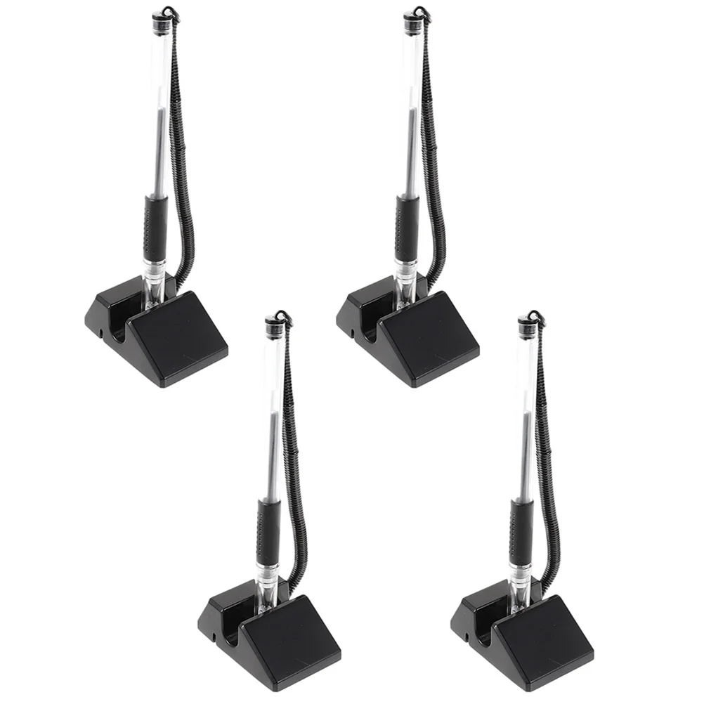 

4 Pcs Counter Sticky Pen Desktop Security Gel Ink Pens Black Holder Abs Office Fountain