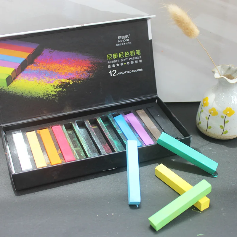 Professional Painting 12/24/48 Colors  Soft Dry Pastel Set Art Drawing Set Chalk Color Crayon Brush Stationery for Students