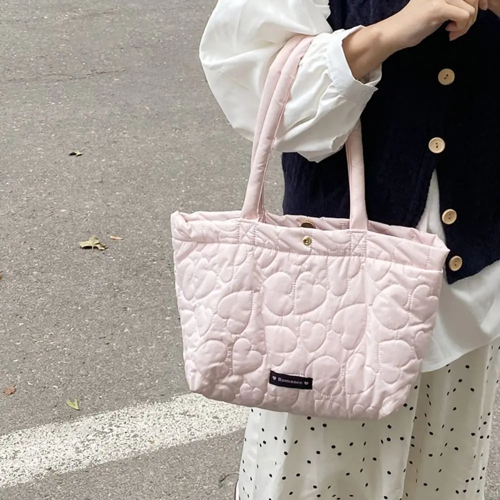 Корейский стиль сумка на плечо с принтом сердца большая вместительная