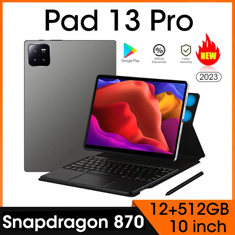 

Pad 13 Pro Tablet 10 Inch Snapdragon 870 Android 12.0 Global Version Tablet 256GB 512GB ROM 5G Network 10000mAh Battery Tablets