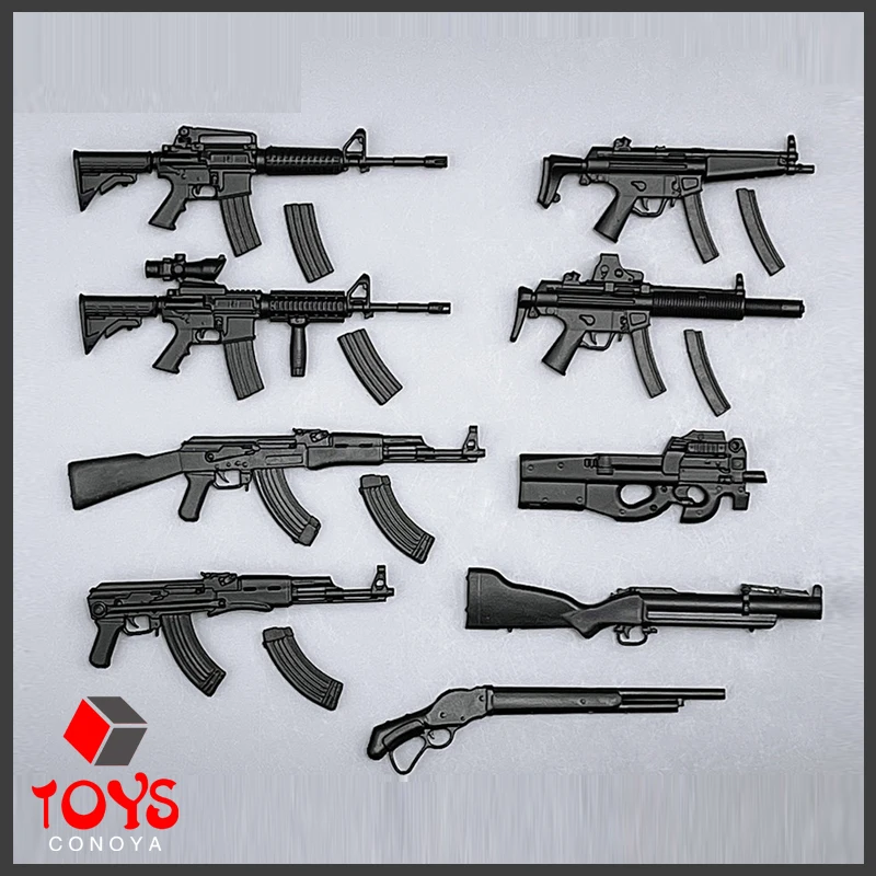 

ZYTOYS ZY6001 1/12 Scale MP5 M4 AK47 P90 M1887 Soldier Gun Weapon Model 9pcs Mini Scene Accessories Fit 6'' Action Figure Body