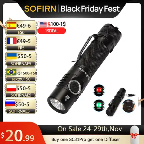 Sofirn SC31 Pro мощный перезаряжаемый светодиодный фонарик 18650 фонарик USB C SST40 2000LM Anduril