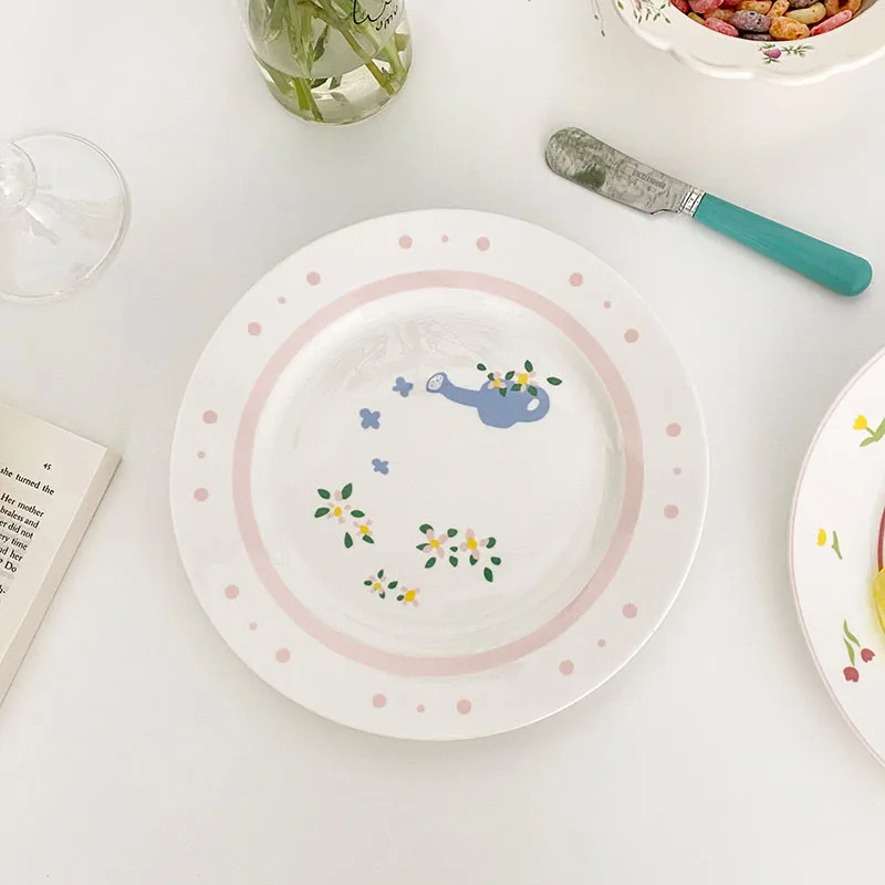 

Korean Ins Tulip Ceramic Plate Small Fresh Flower Salad Plates Tableware Home Western Dishes Platos Vajilla Platos De Cocina