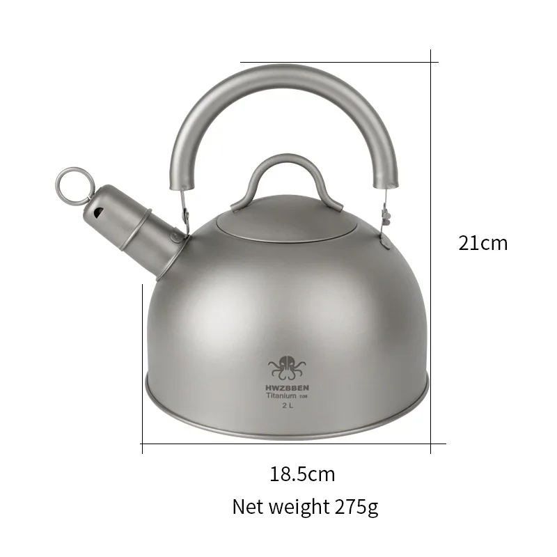 

New Pure Titanium Boiling Pot Outdoor Camping Fishing Portable Tea Pot Coffee Pot Boiling Pot 2L Large Capacity Frosted Texture.