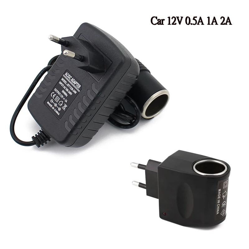 

Car Adapter 12V Car Cigarette Lighter DC Converter 220V 110V TO 12V 500MA 1A 2A Power Supply Source Transformer 12 Volt EU US